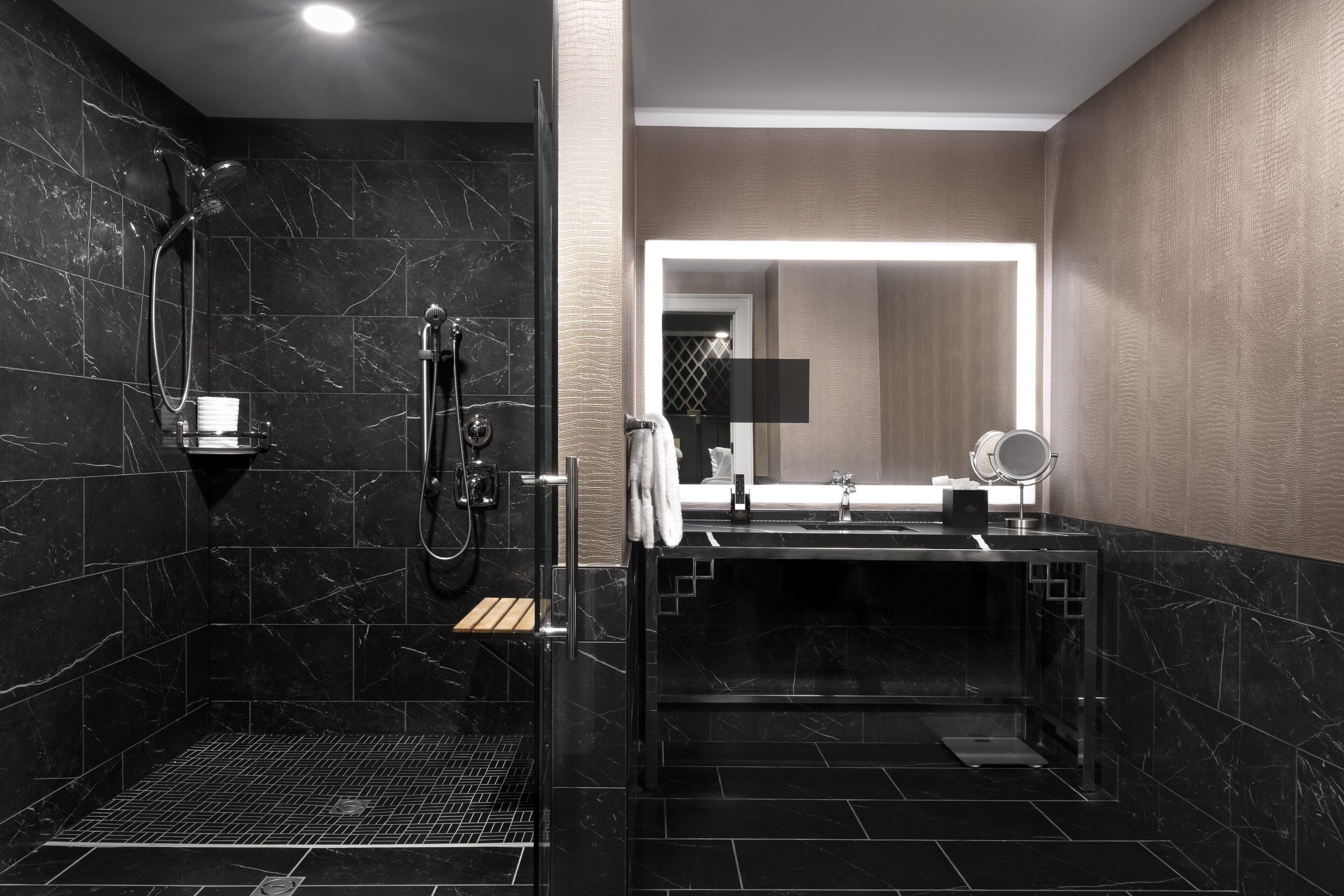 shower, free toiletries, hair dryer, bathrobes