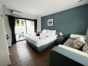 Deluxe Double Room, 1 King Bed, Terrace, Pool View | Premium bedding, minibar, in-room safe, blackout curtains