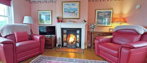 TV, fireplace