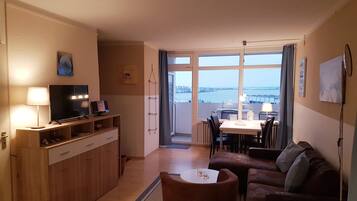 TV, books, music library, stereo