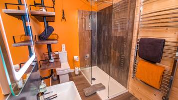 Een douche, gratis toiletartikelen, een haardroger, handdoeken