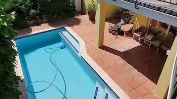 Outdoor pool, sun loungers