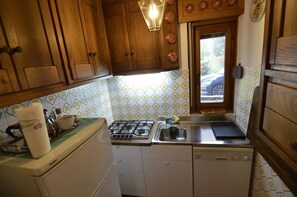 Fridge, stovetop, dishwasher, cookware/dishes/utensils