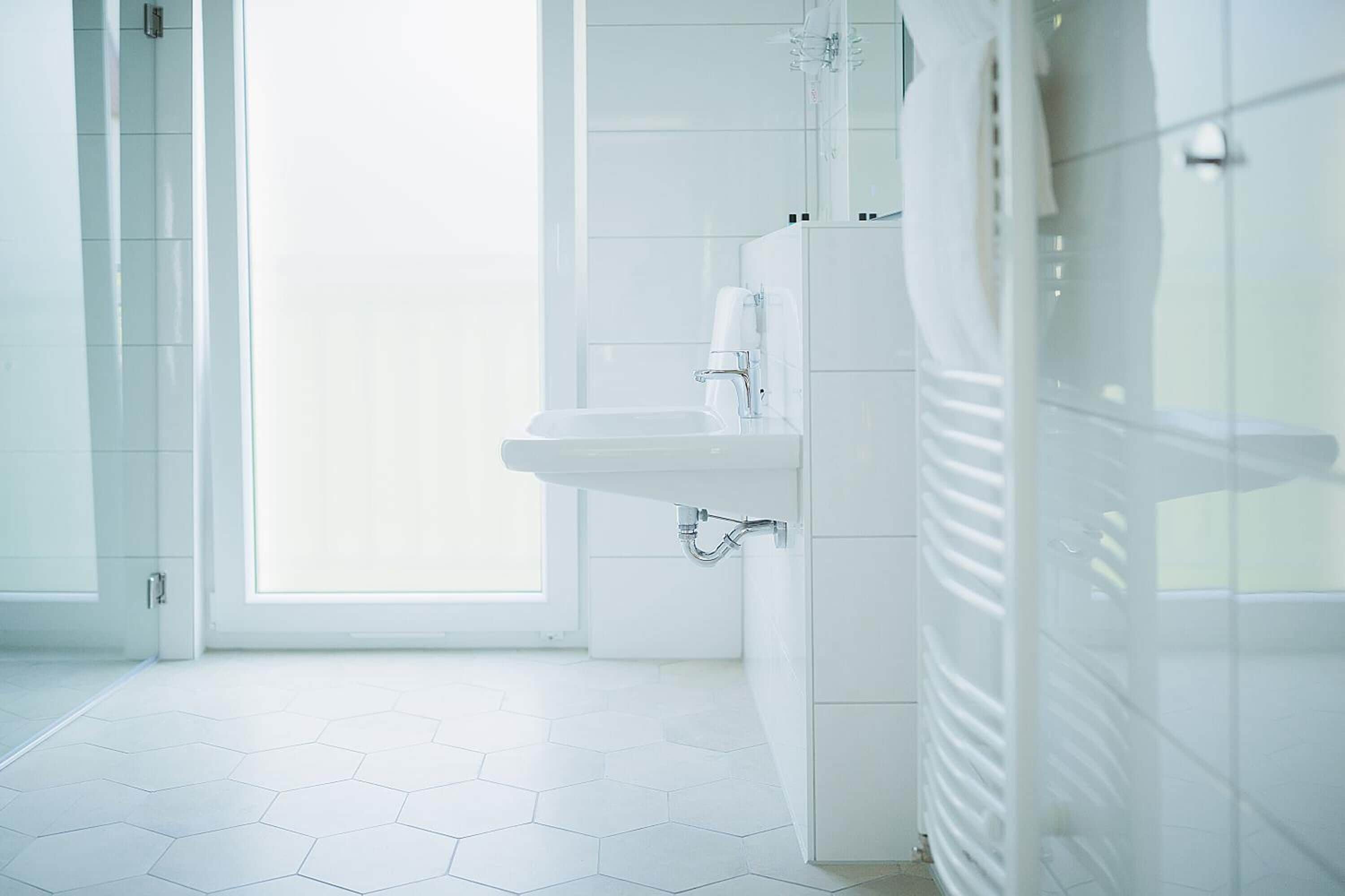 shower, slippers, towels