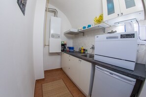 Kühlschrank, Mikrowelle, Herdplatte, Geschirrspüler