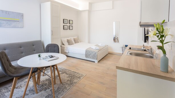 Apartment (0 Bedroom) | Desk, laptop workspace, iron/ironing board, WiFi (free) - Bright and Modern Main Square Studio (Zagreb)