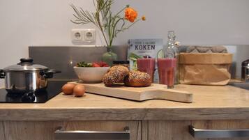 Apartment | Private kitchen | Full-size fridge, dishwasher, coffee/tea maker, electric kettle