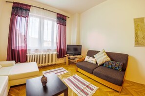 TV, DVD player, video library