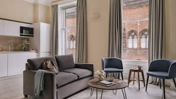 42-inch flat-screen TV with cable channels, TV