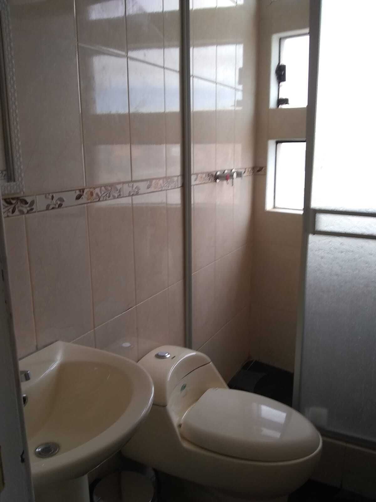 Shower, rainfall showerhead, towels, soap