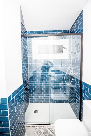 Regadera, secadora de cabello, bidet, toallas 