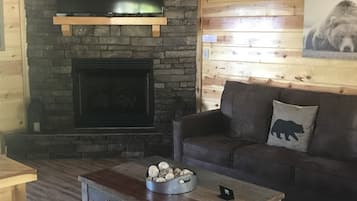 TV connectée, cheminée, chaîne hi-fi