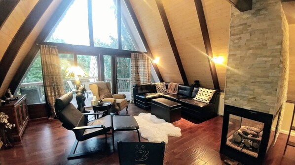 تلفزيون بشاشة مسطحة، مدفأة، مشغل دي في دي