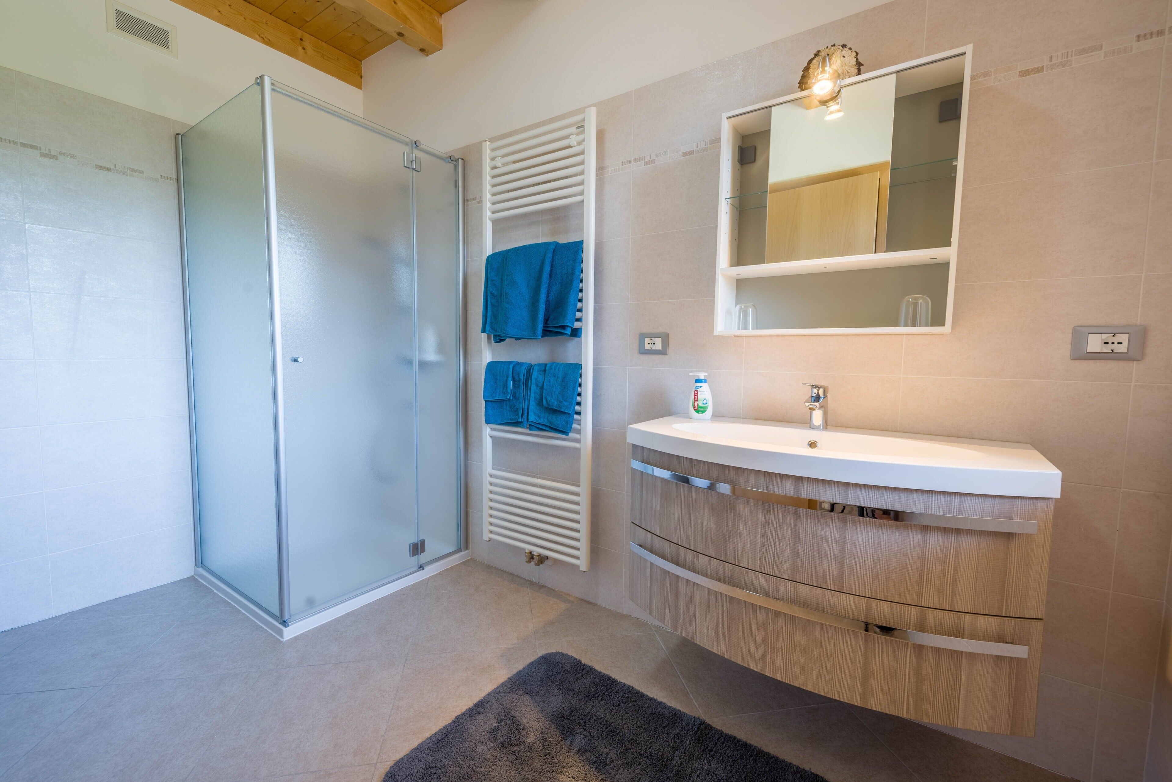 Ducha, secador de pelo, toallas