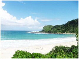 On the beach, white sand