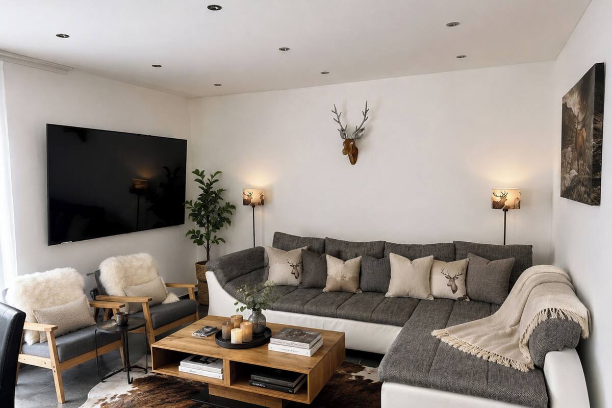 Apartemen Elite | Area keluarga | TV LCD, meja tenis meja, mainan, dan buku