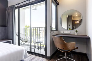 In-room safe, desk, laptop workspace, blackout drapes