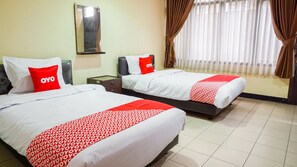 Desk, free WiFi, bed sheets