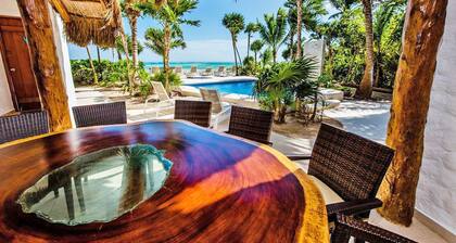 4 Bdrs. Beach Front Luxury Villa in Tulum, Amazing Holidays!