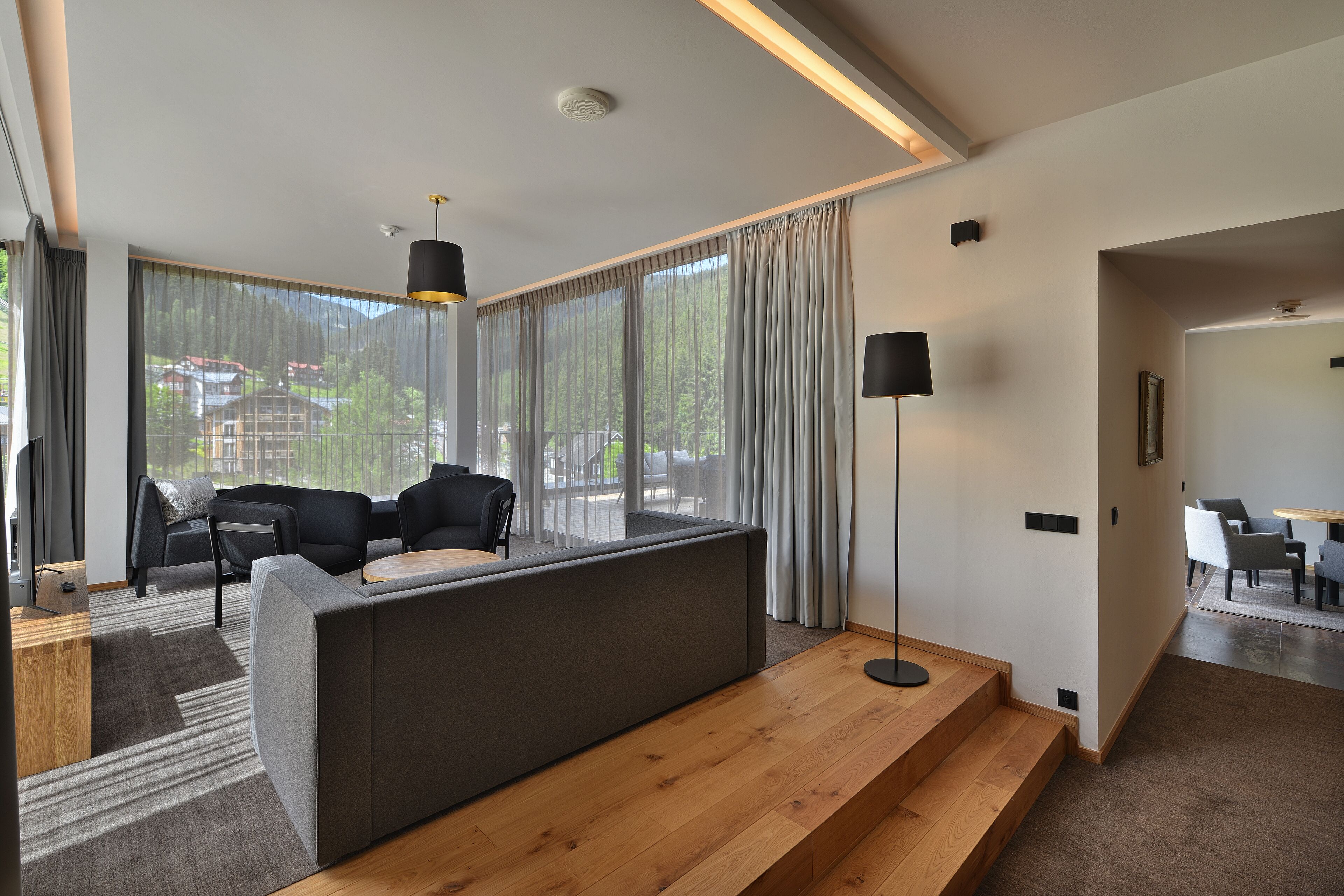 presidential suite | living area | flat-screen tv, netflix, heated floors, streaming services