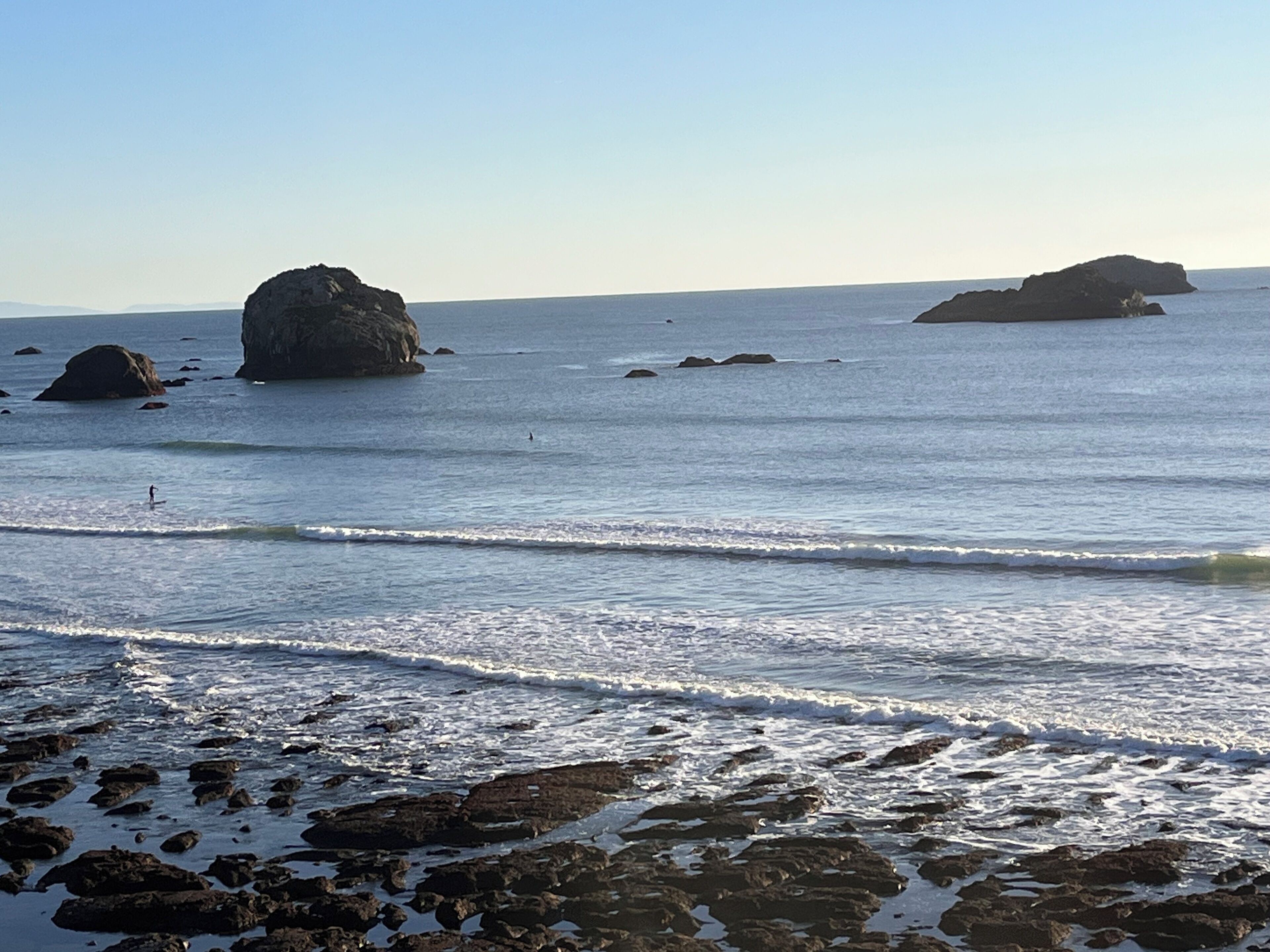 On the beach, sun loungers, beach towels