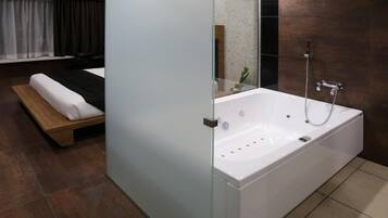 Shower, slippers, towels