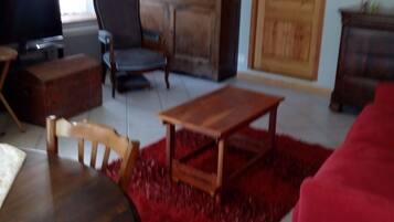 Televisie, een open haard en een dvd-speler