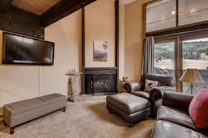 TV connectée, cheminée, jeux vidéo, livres