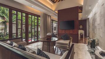 Royal 1 Bedroom Villa with Private Pool & Hot tub | Living area | 50-inch LED TV with digital channels, Netflix, streaming services