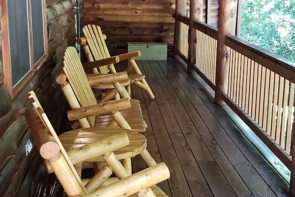 Locally sourced handmade log furniture.