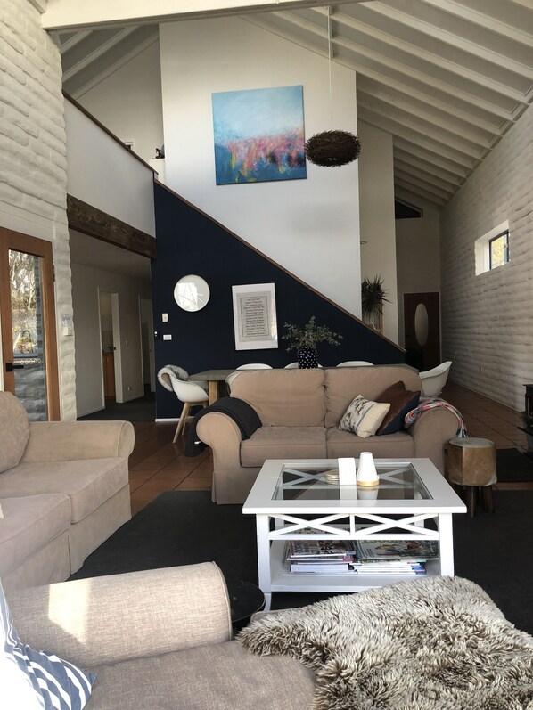 Televisión, chimenea, reproductor de DVD y libros 