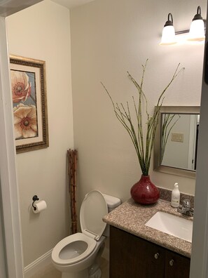 Ducha, secador de pelo, toallas y jabón