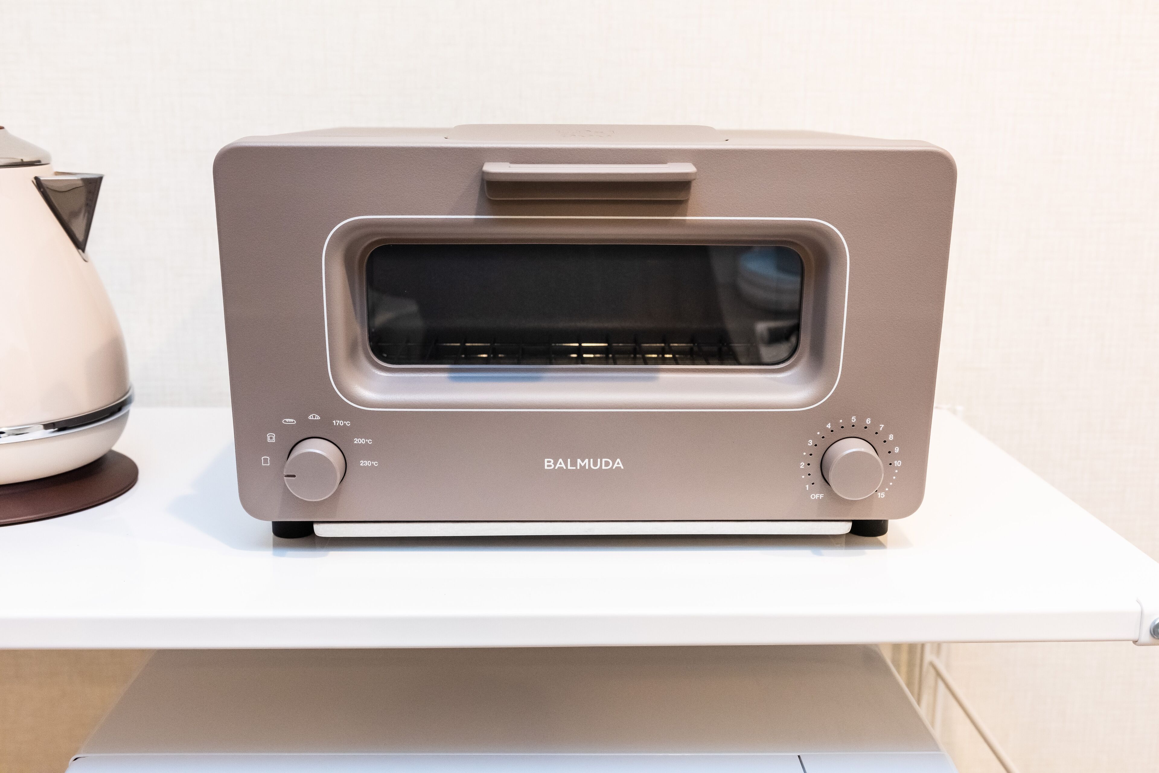 A Barmuda toaster oven on a white countertop.