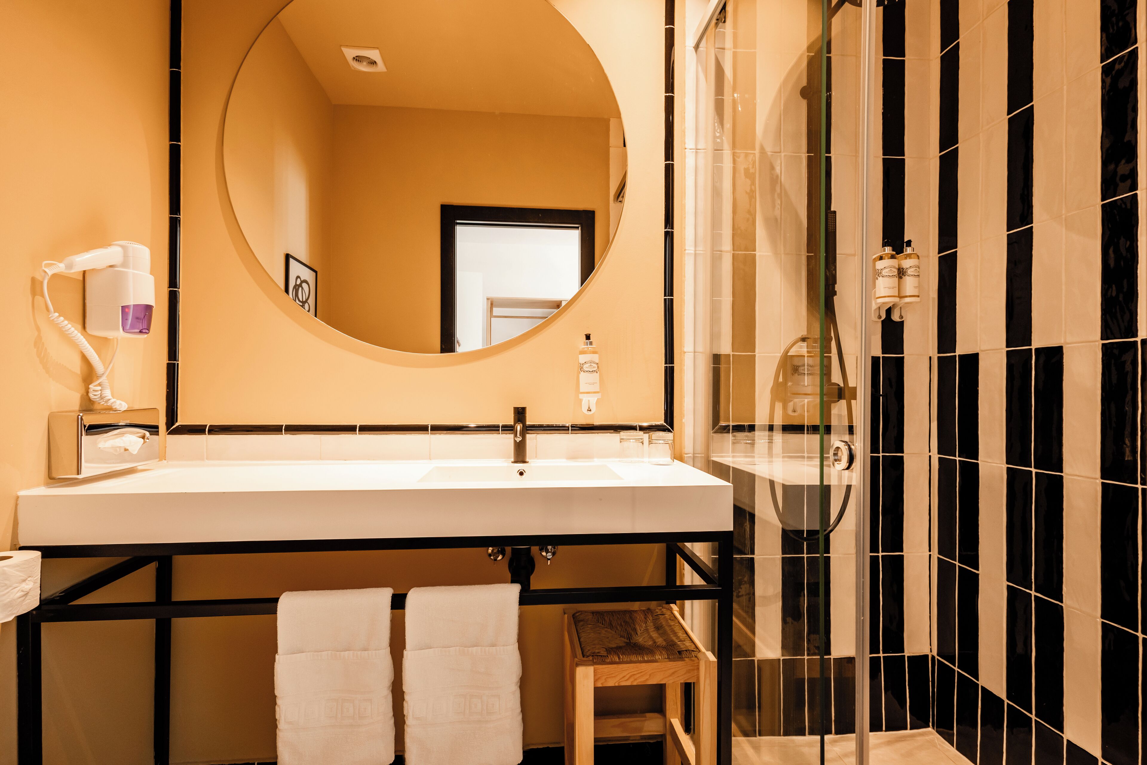 classic double or twin room (church) | bathroom | shower, rainfall showerhead, eco-friendly toiletries, hair dryer