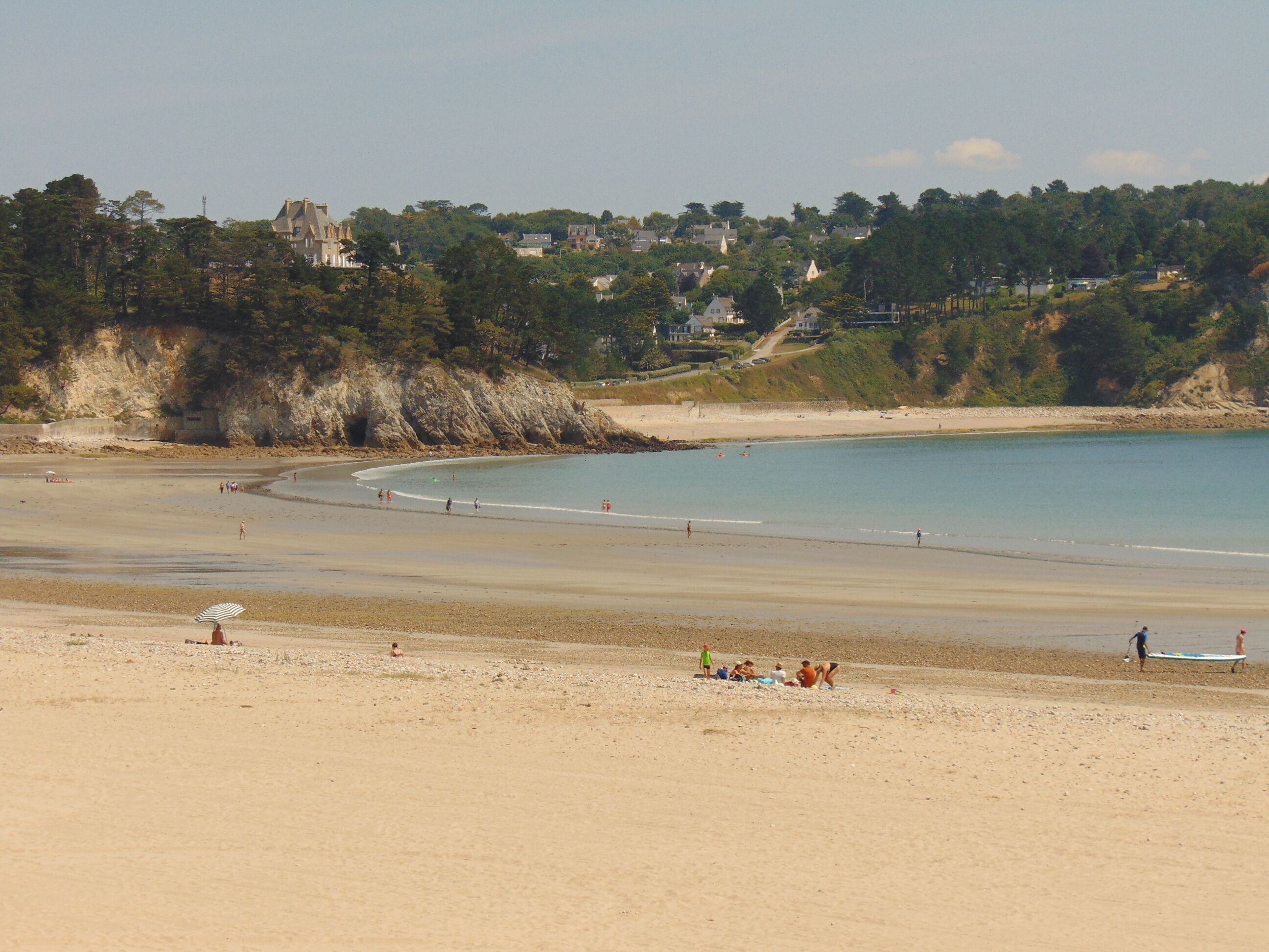 On the beach, sun loungers