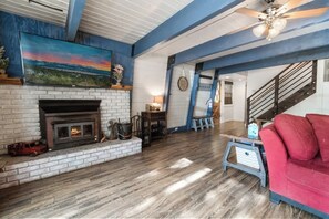 TV, fireplace, table football, offices