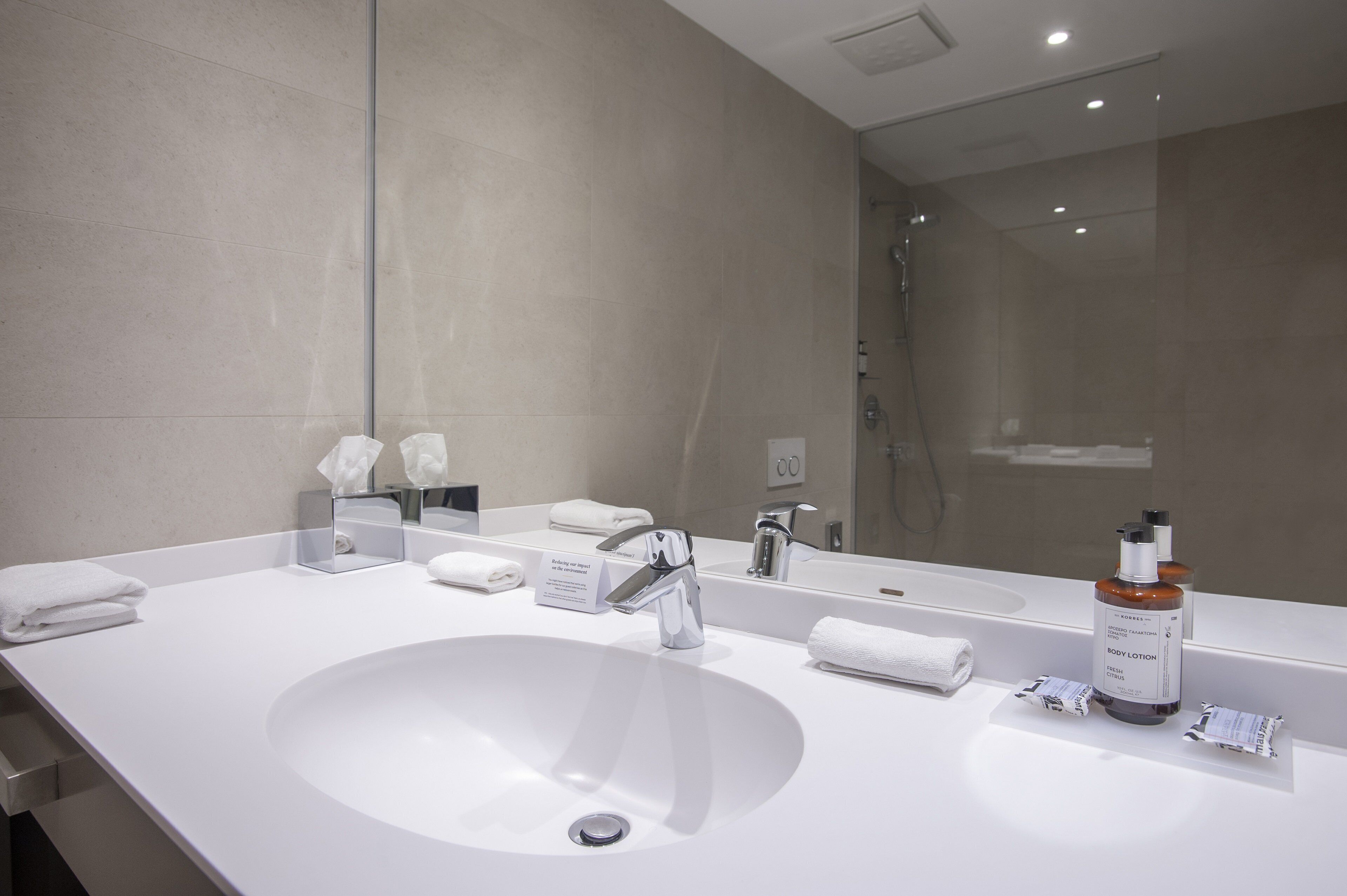 shower, rainfall showerhead, eco-friendly toiletries, hair dryer