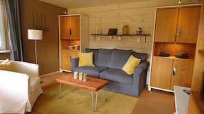 TV, DVD player, books, stereo