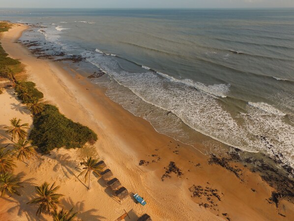 Beach nearby, sun loungers
