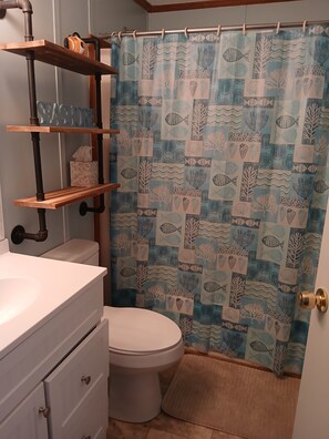 Combined shower/tub, hair dryer, soap, shampoo - Family & Pet Friendly Cottage --

Clean, cozy, and relaxing vibe! (Kitty Hawk)