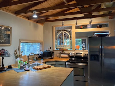 Lake Pokegama recreational cabin with private sandy beach and diving platform.