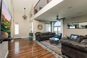 Smart TV, video games, DVD player, foosball