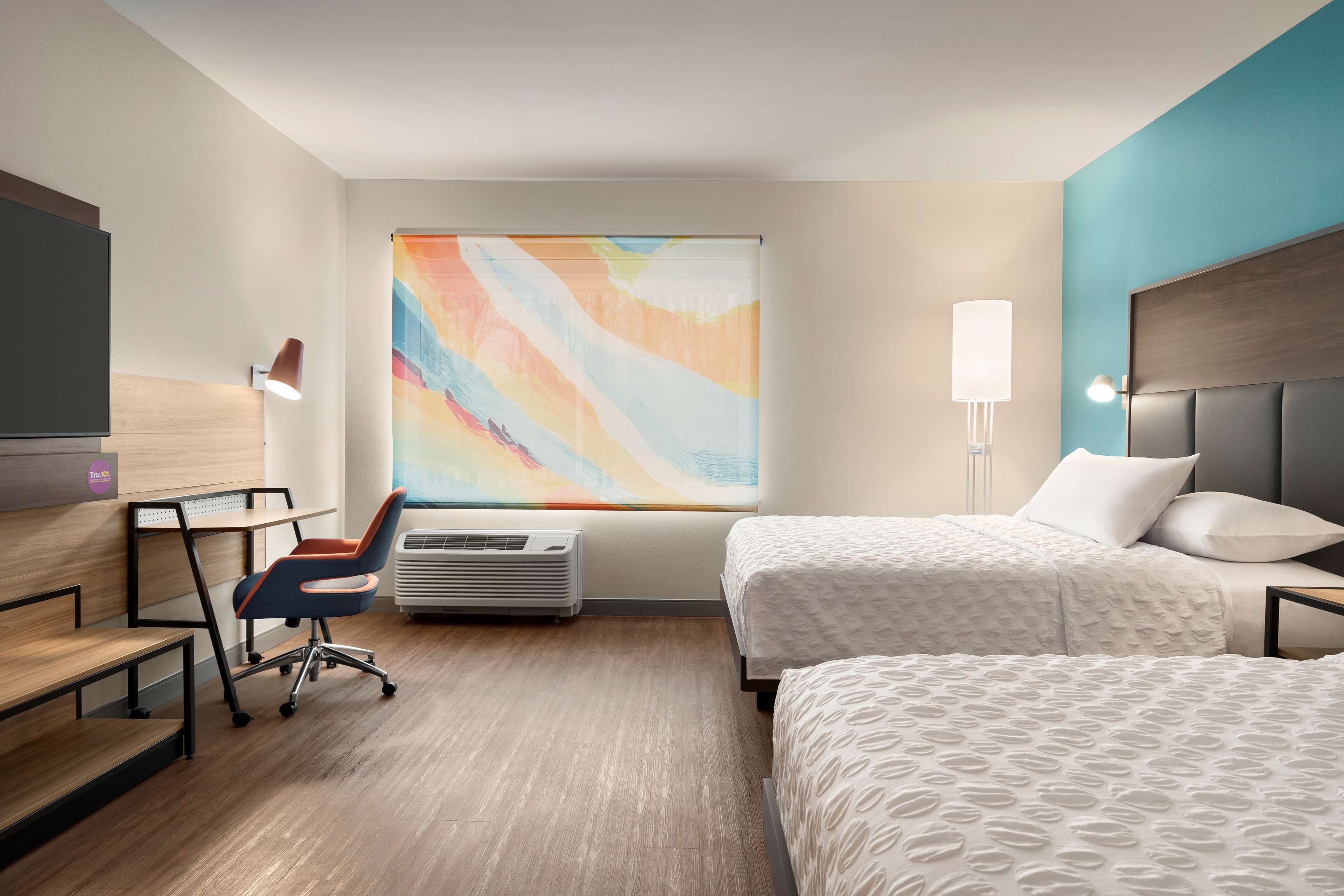 room, 2 queen beds, accessible (roll-in shower) | desk, laptop workspace, blackout curtains, iron/ironing board