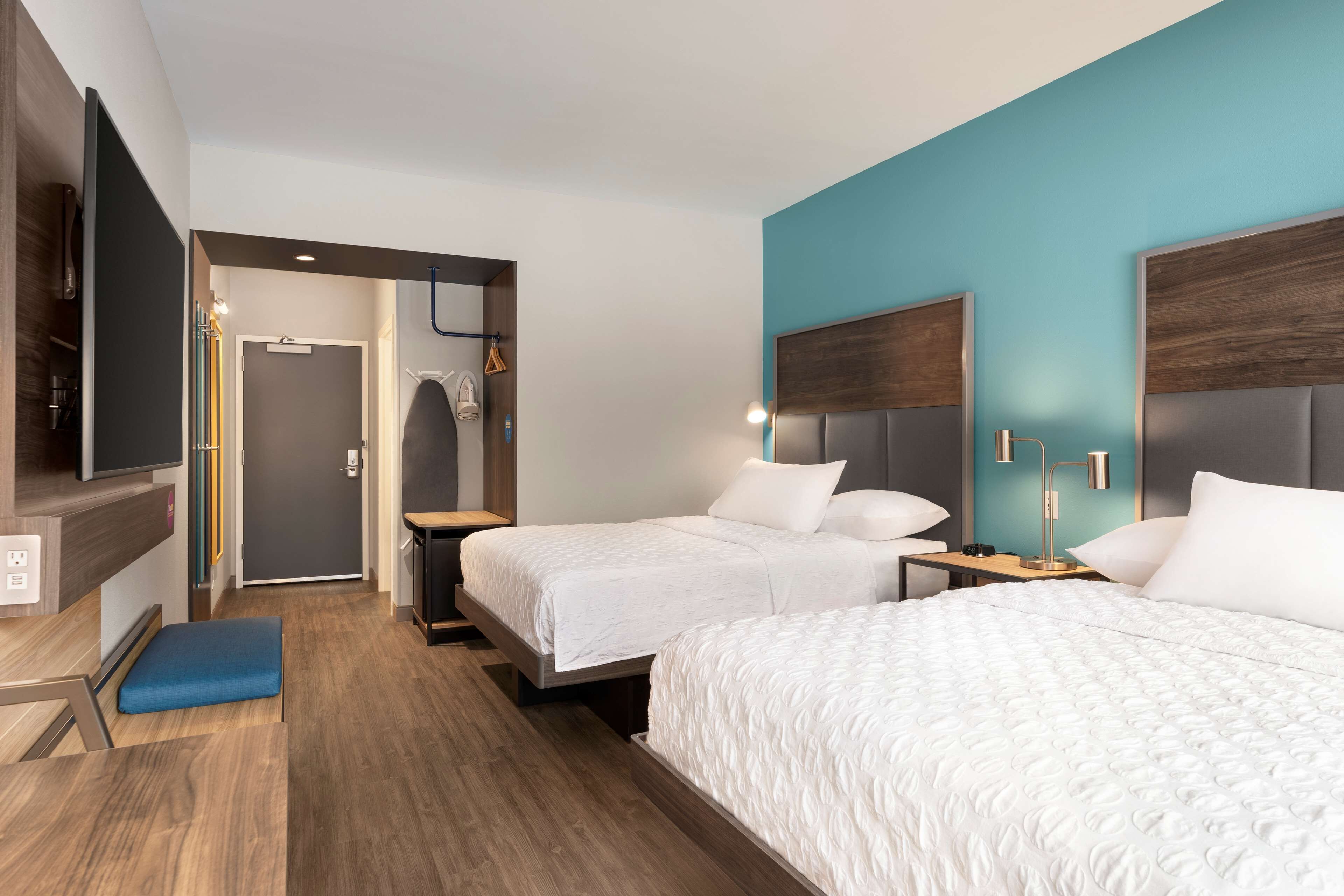 room, 2 queen beds | desk, laptop workspace, blackout curtains, iron/ironing board