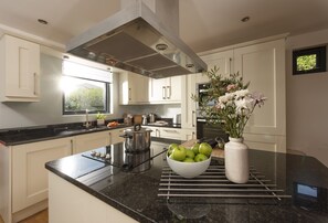 Fridge, oven, dishwasher, high chair
