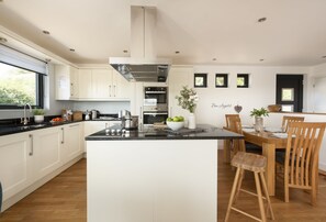 Fridge, oven, dishwasher, high chair