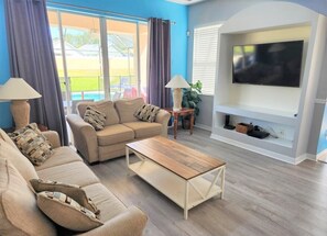 Smart TV, video games, DVD player, foosball