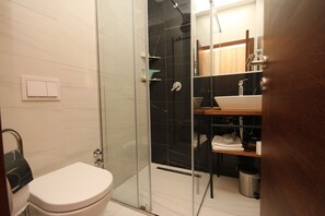Basic Twin Room | Bathroom | Shower, hair dryer, towels