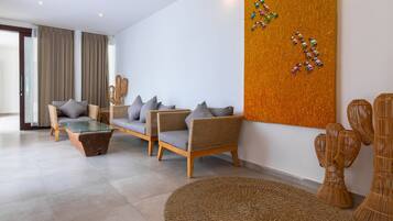 Exclusive Suite, 3 Bedrooms, Private Pool | Living room | 42-inch LED TV with satellite channels, TV