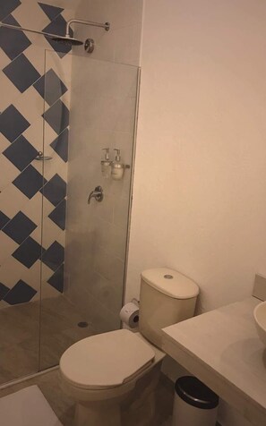 Habitación exclusiva | Baño | Regadera, regadera tipo lluvia, secadora de cabello, toallas 
